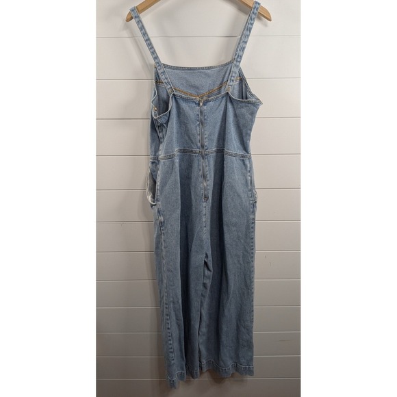 Pacsun Womens Vintage Look 90s 100% Cotton Overalls sz L Blue Adjustable Straps - Picture 4 of 15
